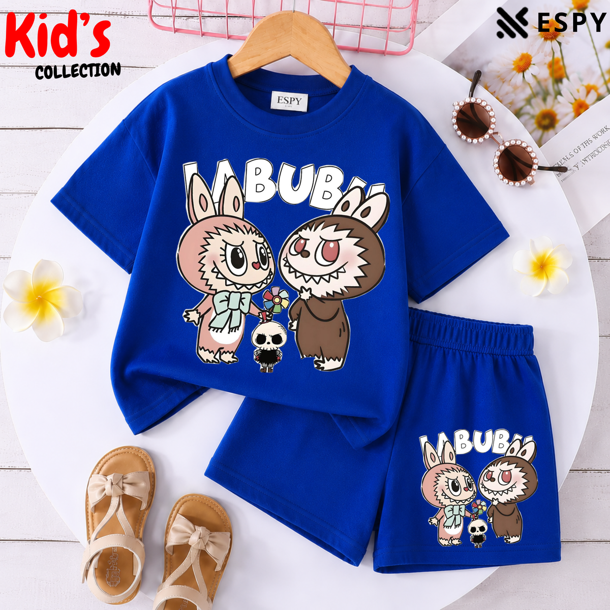 Kids Matching Drop Shoulder T-Shirt and Shorts Set