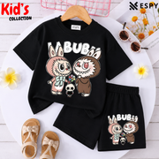 Kids Matching Drop Shoulder T-Shirt and Shorts Set