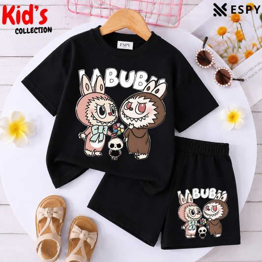 Kids Matching Drop Shoulder T-Shirt and Shorts Set