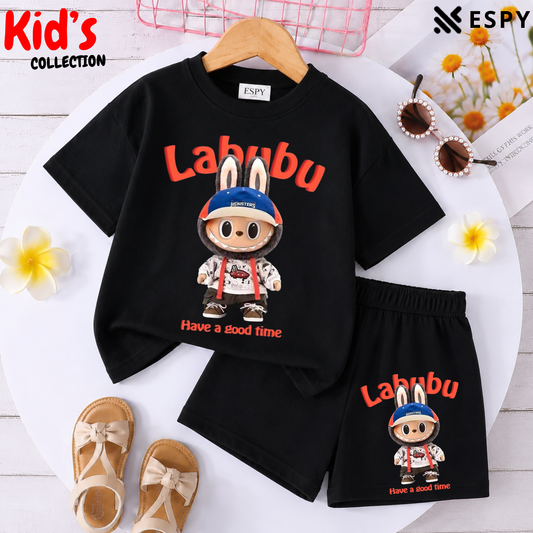 Kids Matching Drop Shoulder T-Shirt and Shorts Set