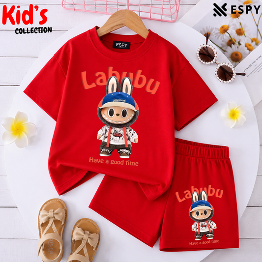 Kids Matching Drop Shoulder T-Shirt and Shorts Set