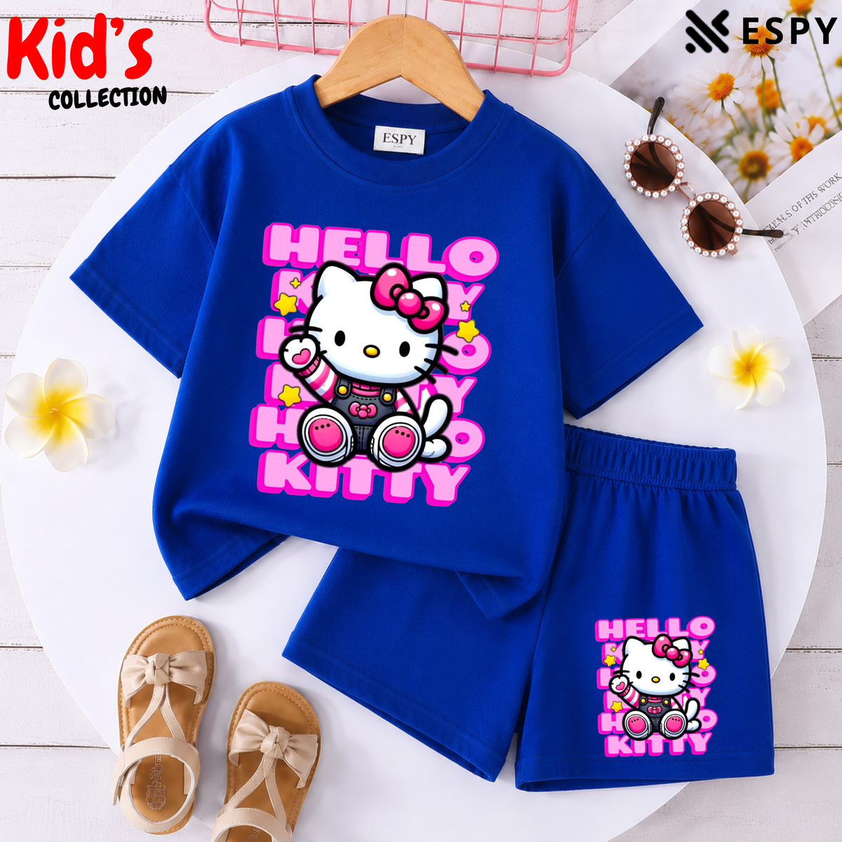 Kids Matching Drop Shoulder T-Shirt and Shorts Set