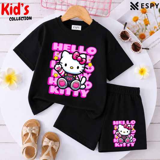 Kids Matching Drop Shoulder T-Shirt and Shorts Set