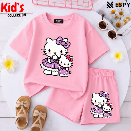 Kids Matching Drop Shoulder T-Shirt and Shorts Set