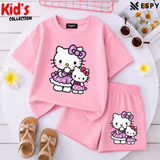 Kids Matching Drop Shoulder T-Shirt and Shorts Set