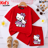 Kids Matching Drop Shoulder T-Shirt and Shorts Set