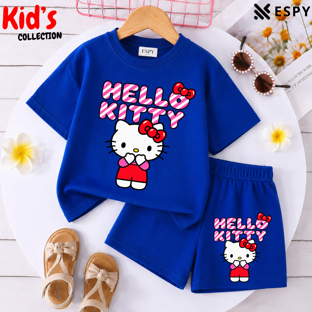 Kids Matching Drop Shoulder T-Shirt and Shorts Set