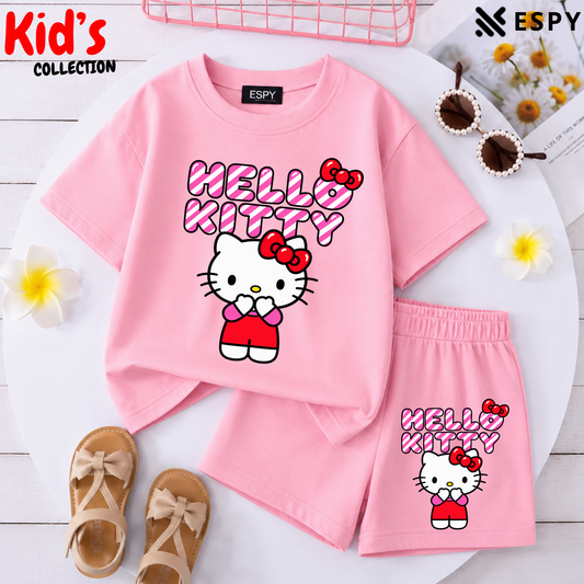 Kids Matching Drop Shoulder T-Shirt and Shorts Set