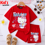Kids Matching Drop Shoulder T-Shirt and Shorts Set