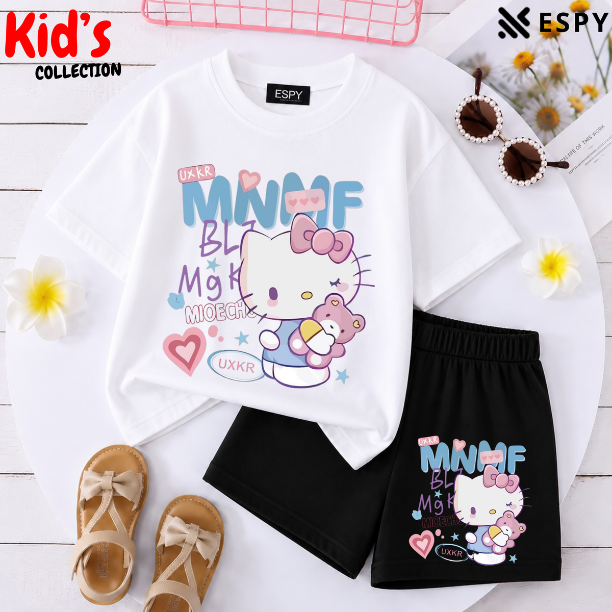 Kids Matching Drop Shoulder T-Shirt and Shorts Set