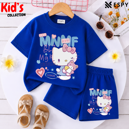 Kids Matching Drop Shoulder T-Shirt and Shorts Set