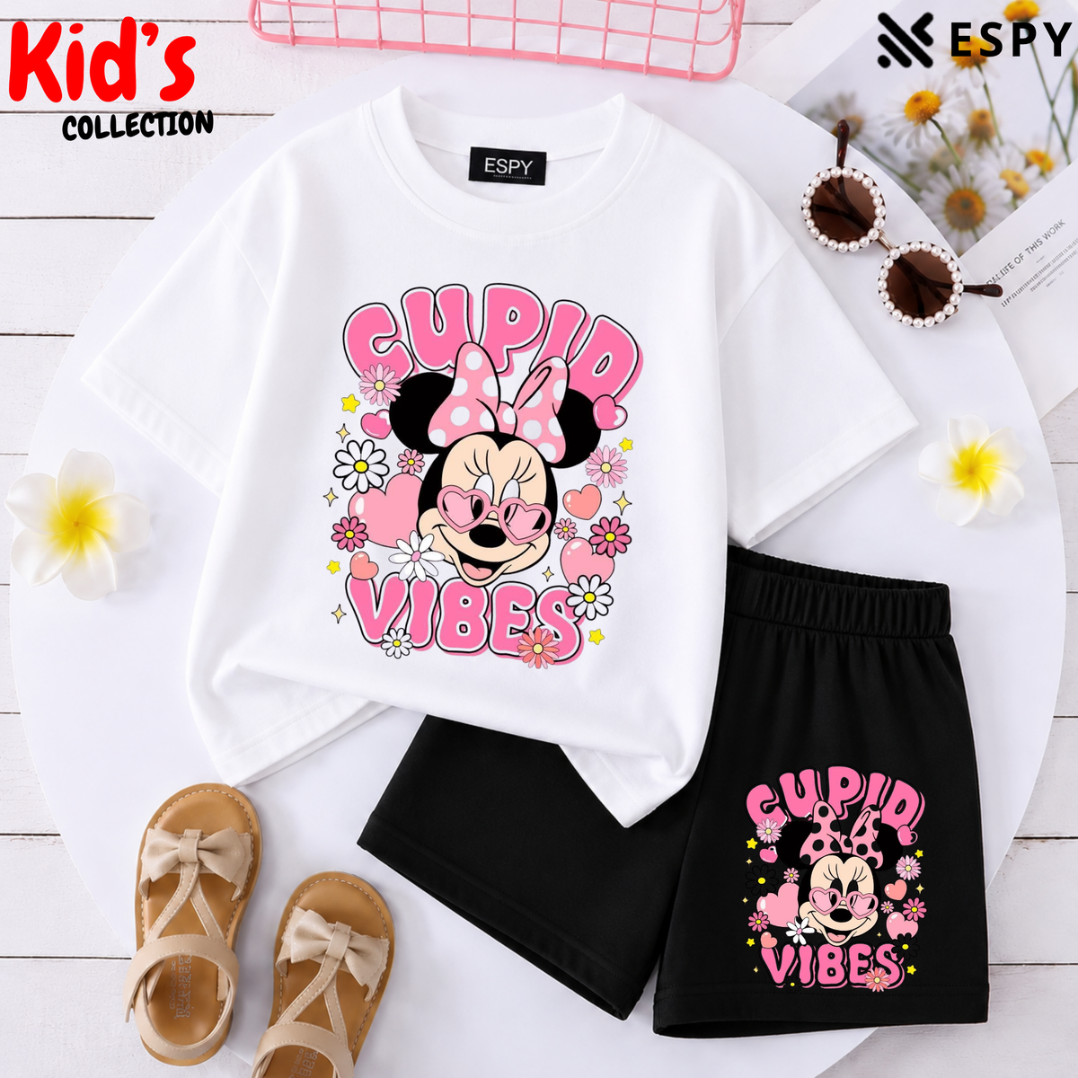 Kids Matching Drop Shoulder T-Shirt and Shorts Set