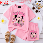 Kids Matching Drop Shoulder T-Shirt and Shorts Set