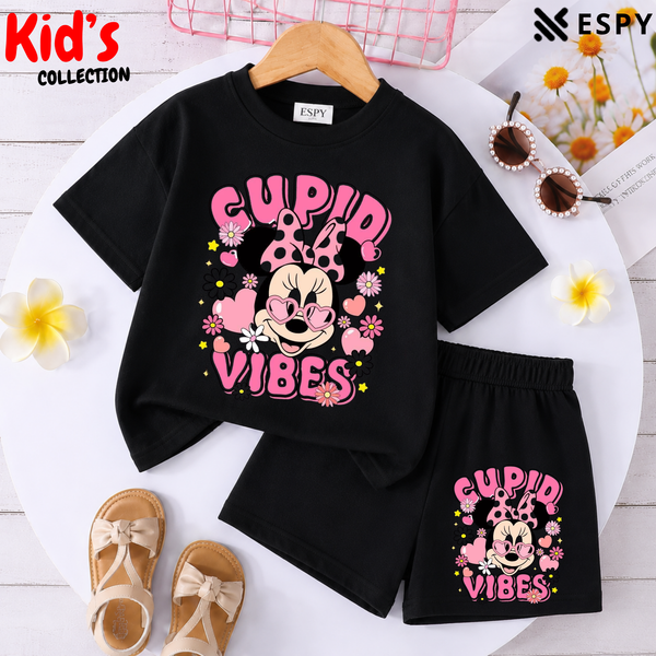 Kids Matching Drop Shoulder T-Shirt and Shorts Set
