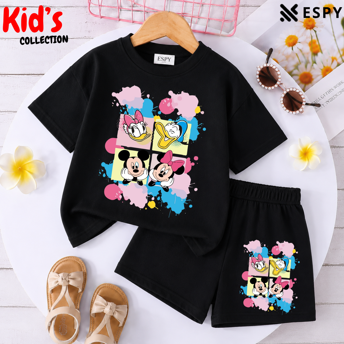 Kids Matching Drop Shoulder T-Shirt and Shorts Set