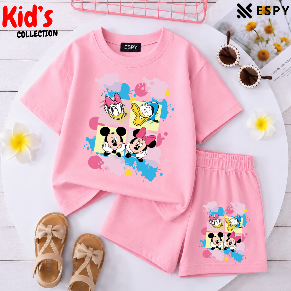 Kids Matching Drop Shoulder T-Shirt and Shorts Set