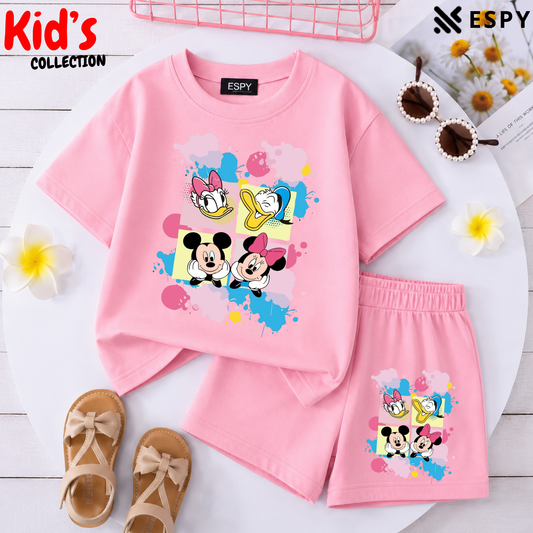Kids Matching Drop Shoulder T-Shirt and Shorts Set