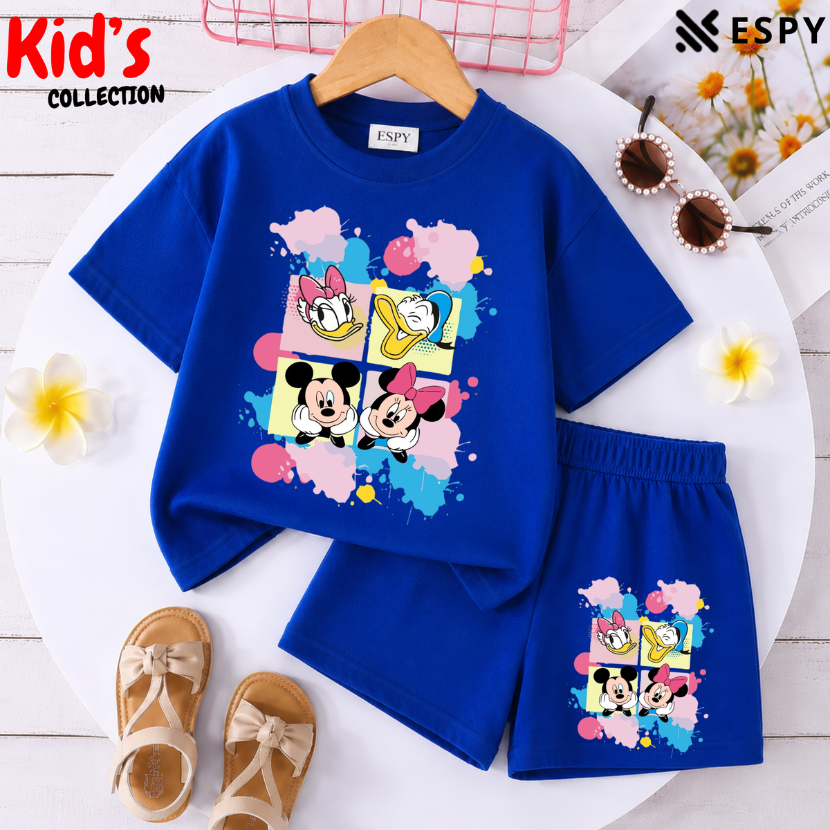 Kids Matching Drop Shoulder T-Shirt and Shorts Set