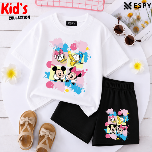 Kids Matching Drop Shoulder T-Shirt and Shorts Set
