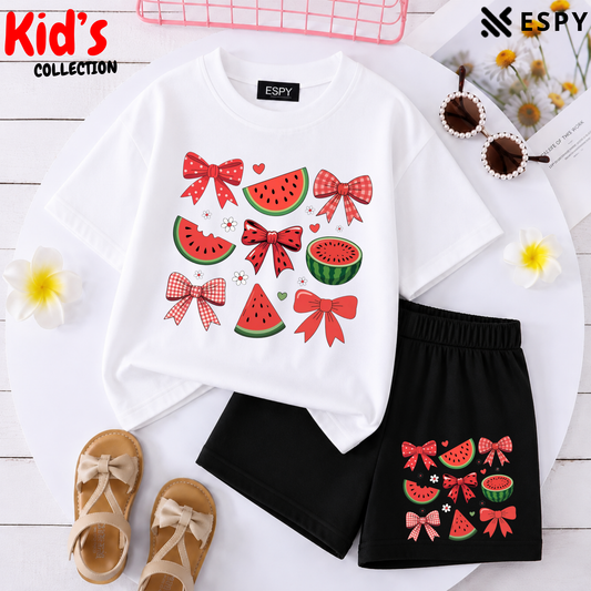 Kids Matching Drop Shoulder T-Shirt and Shorts Set