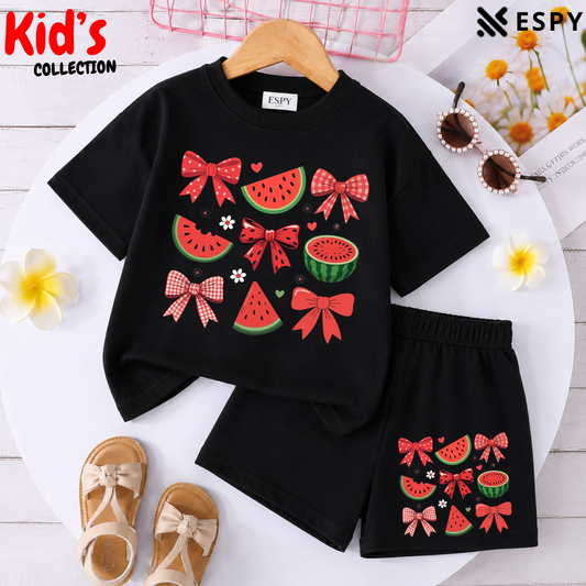 Kids Matching Drop Shoulder T-Shirt and Shorts Set