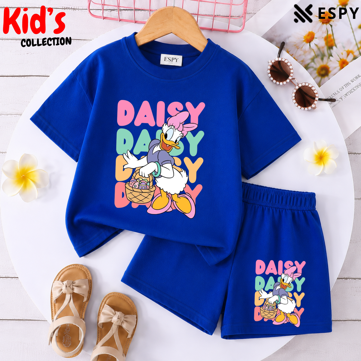 Kids Matching Drop Shoulder T-Shirt and Shorts Set