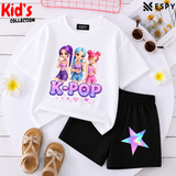 Kids Matching Drop Shoulder T-Shirt and Shorts Set