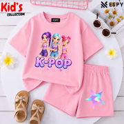 Kids Matching Drop Shoulder T-Shirt and Shorts Set
