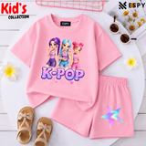 Kids Matching Drop Shoulder T-Shirt and Shorts Set