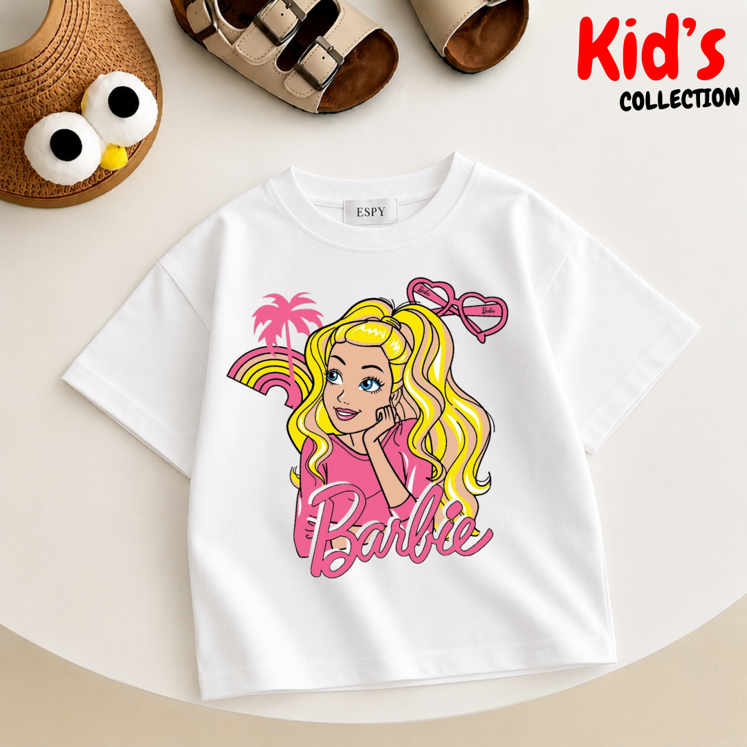 Kids Girls Barbie Drop Shoulder T-Shirt