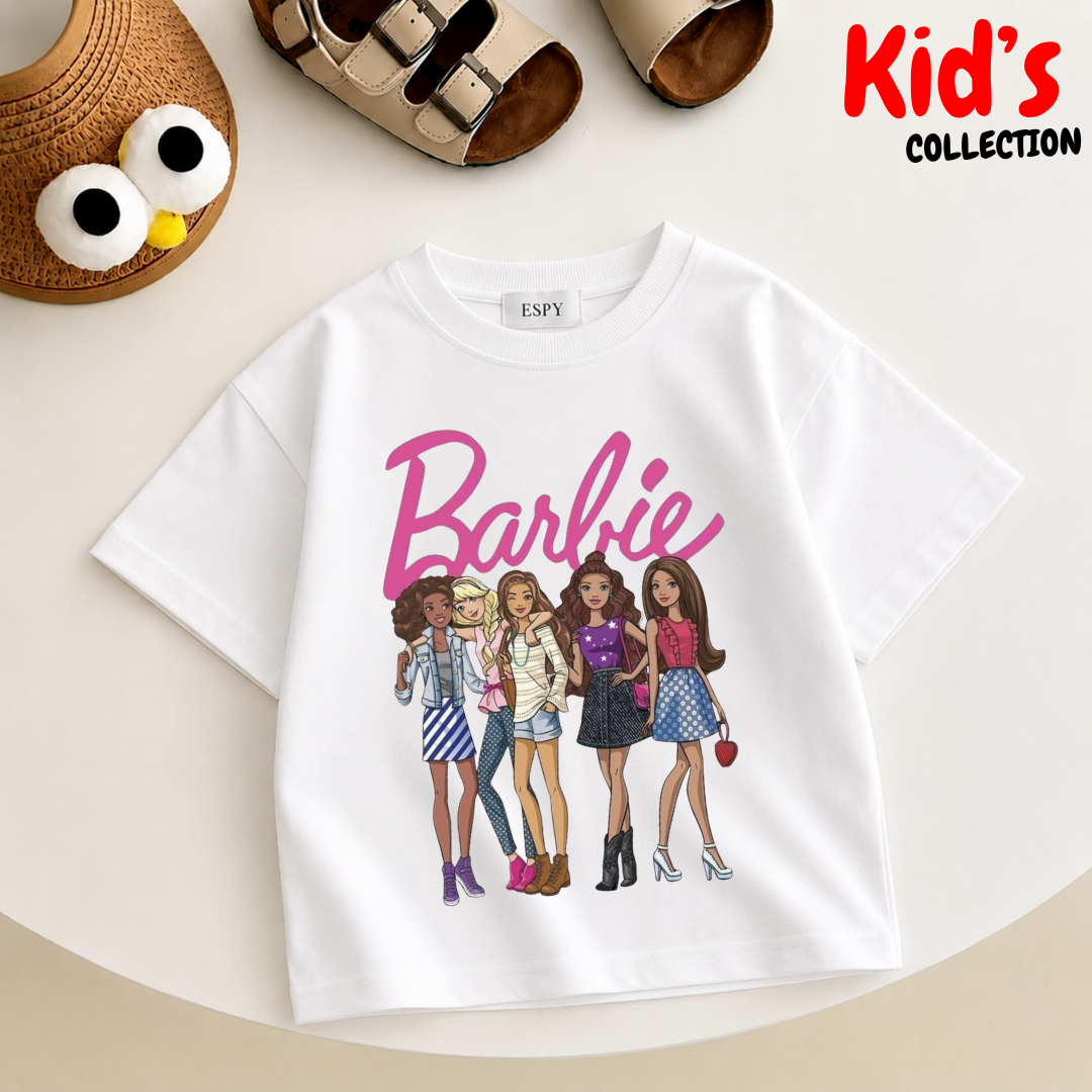 Kids Girls Barbie Drop Shoulder T-Shirt