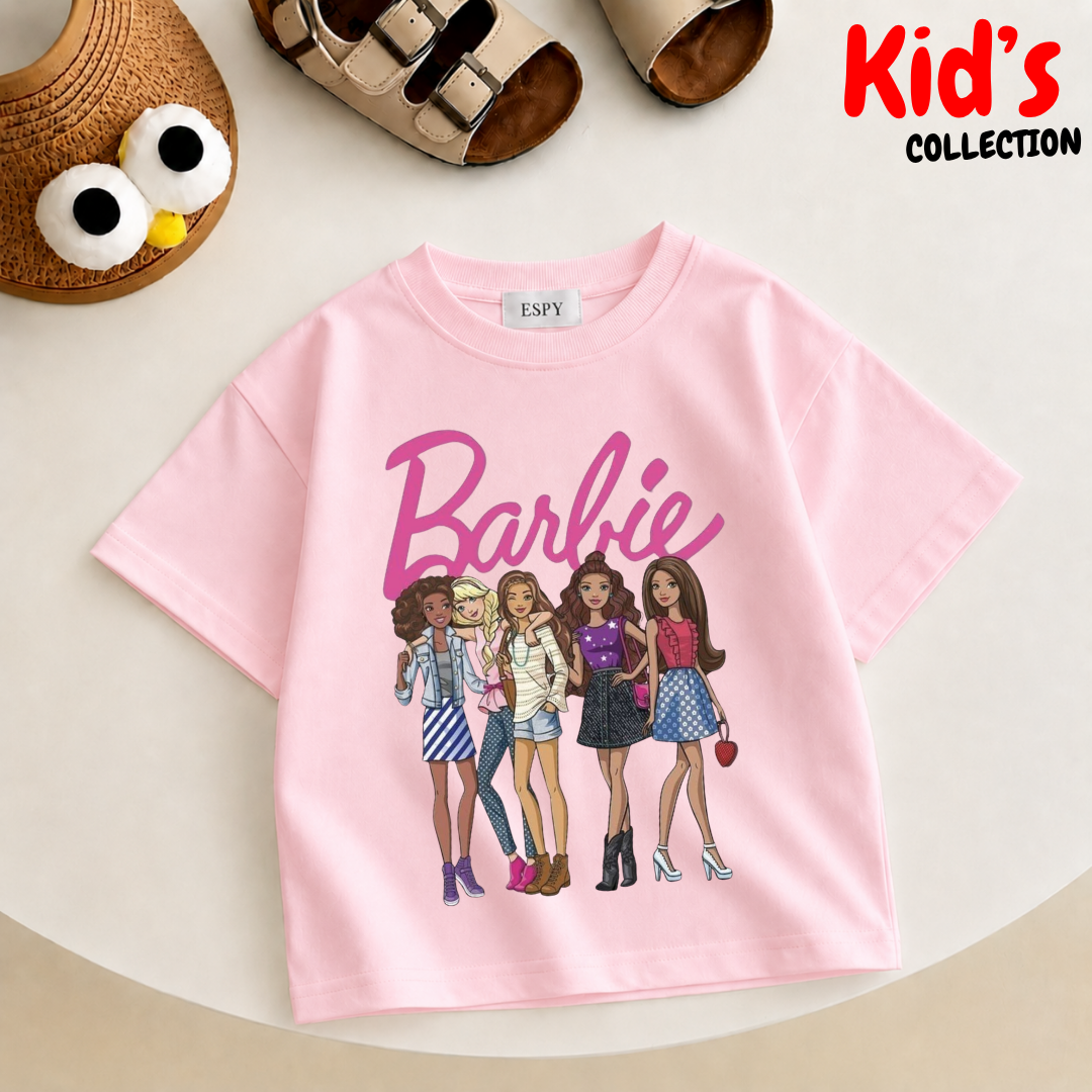 Kids Girls Barbie Drop Shoulder T-Shirt