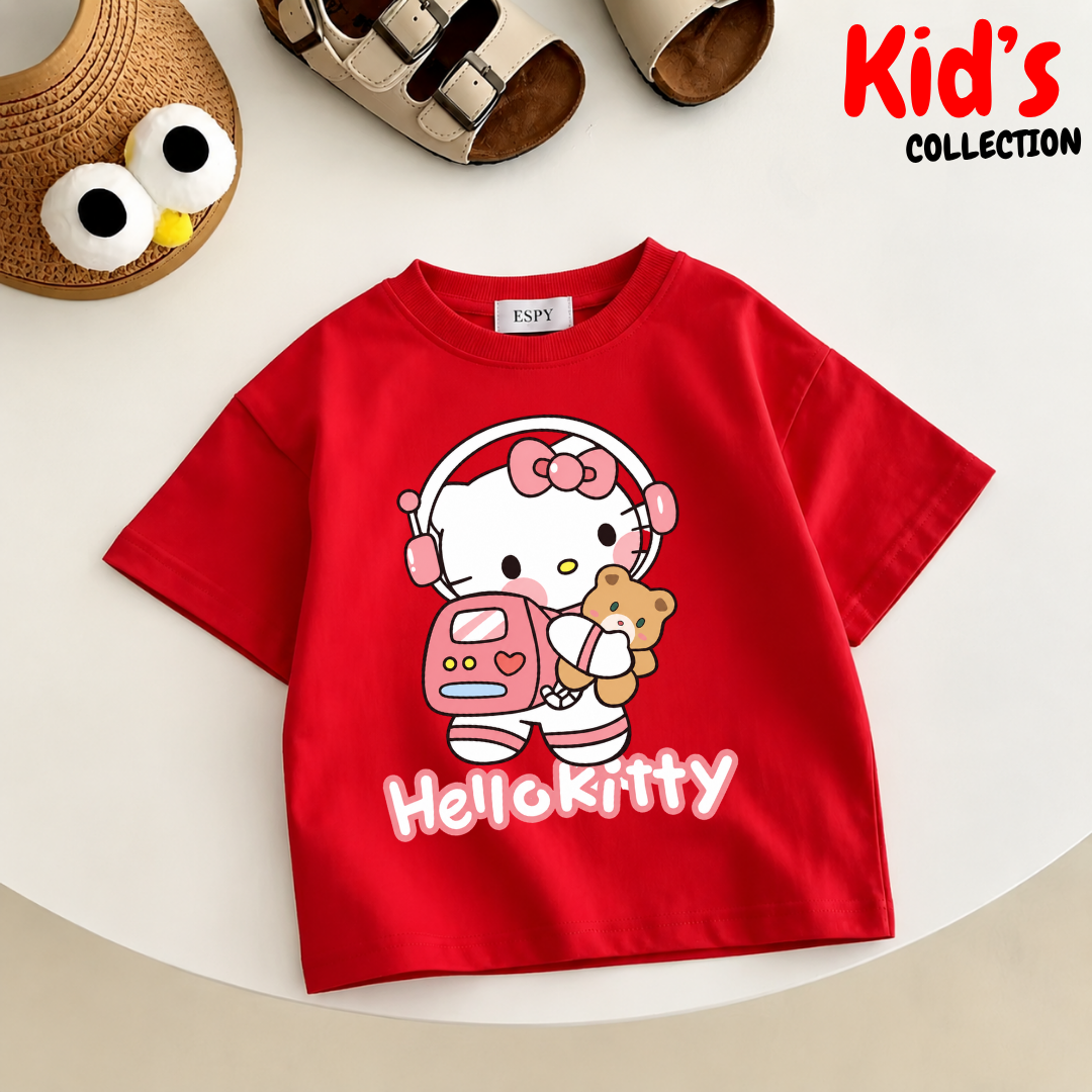 Kids Girls Hello kitty Drop Shoulder T-Shirt