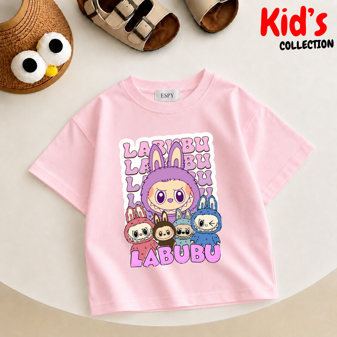 Kids Girls Labubu Drop Shoulder T-Shirt