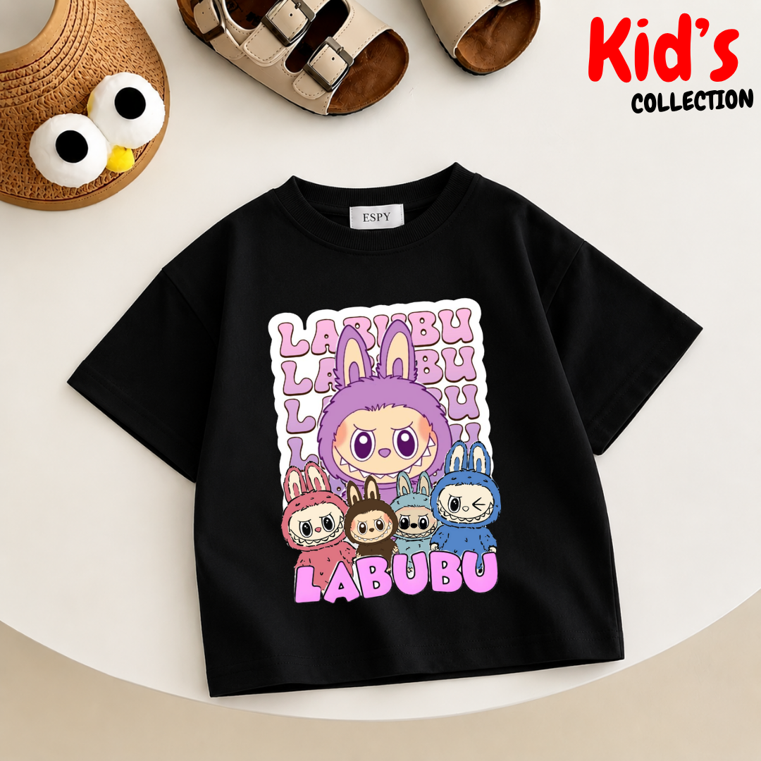 Kids Girls Labubu Drop Shoulder T-Shirt