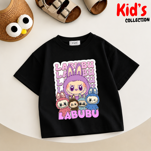 Kids Girls Labubu Drop Shoulder T-Shirt