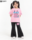 Trendy Girls 2-Piece Co-Ord Set with Black Flared Pants