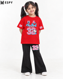 Trendy Girls 2-Piece Co-Ord Set with Black Flared Pants