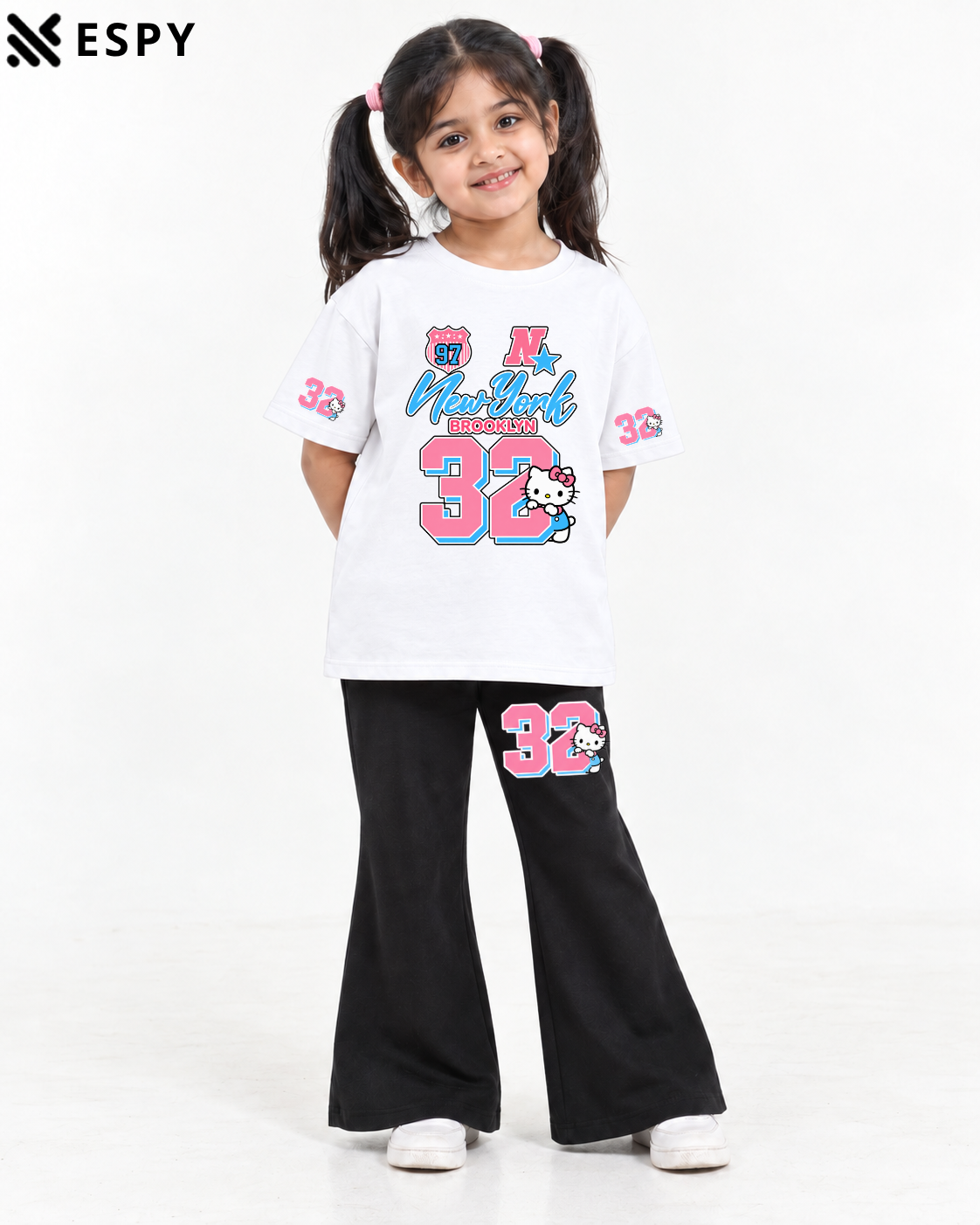 Trendy Girls 2-Piece Co-Ord Set with Black Flared Pants