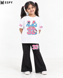 Trendy Girls 2-Piece Co-Ord Set with Black Flared Pants