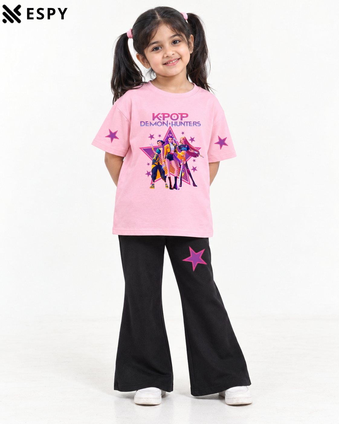 Trendy Girls 2-Piece Co-Ord Set with Black Flared Pants