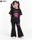 Trendy Girls 2-Piece Co-Ord Set with Black Flared Pants