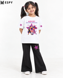 Trendy Girls 2-Piece Co-Ord Set with Black Flared Pants