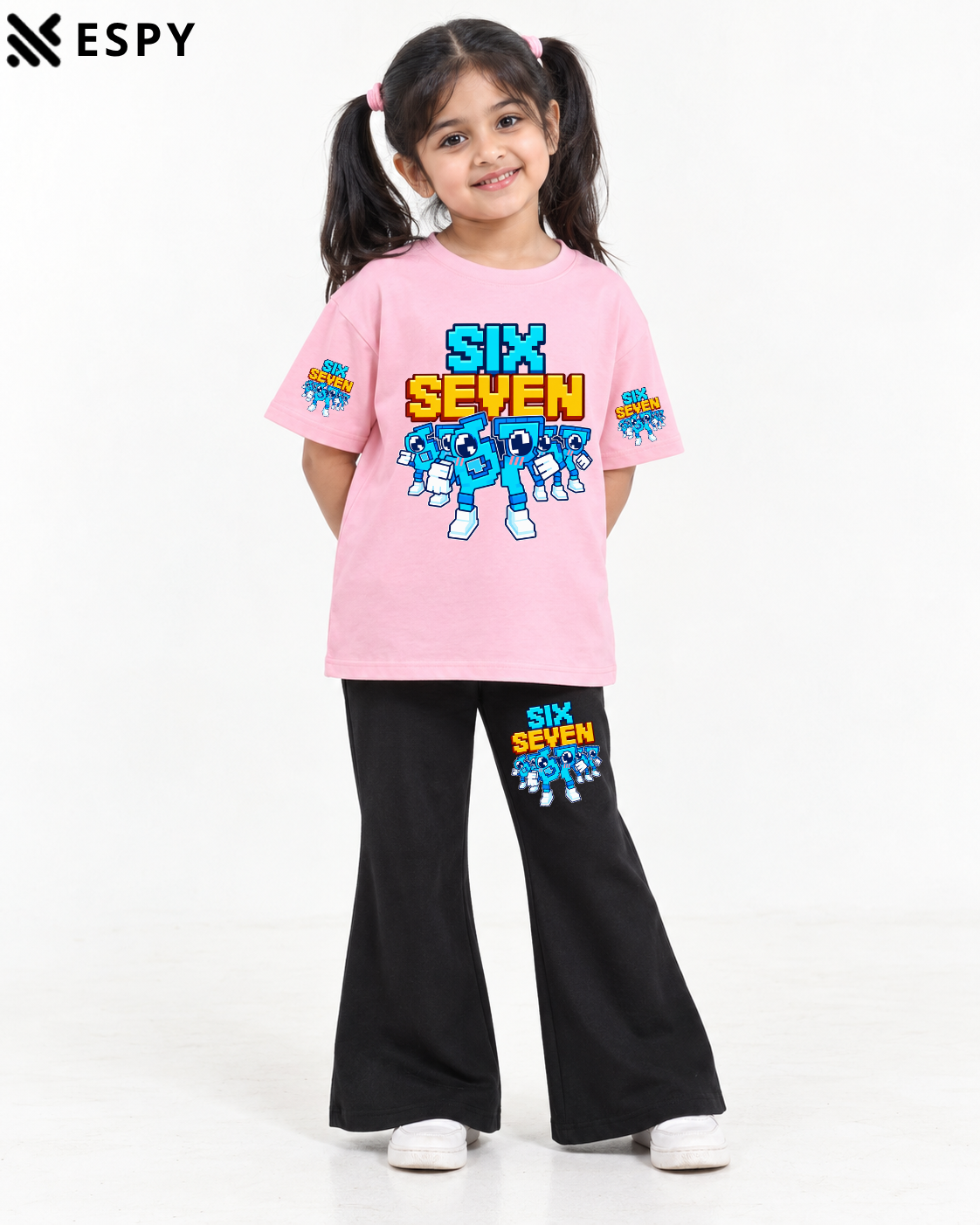 Trendy Girls 2-Piece Co-Ord Set with Black Flared Pants