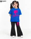 Trendy Barbie Girls 2-Piece Co-Ord Set with Black Flared Pants