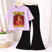 Trendy Women’s Co-Ord Set – Loose Fit Tee & Bootcut Pants