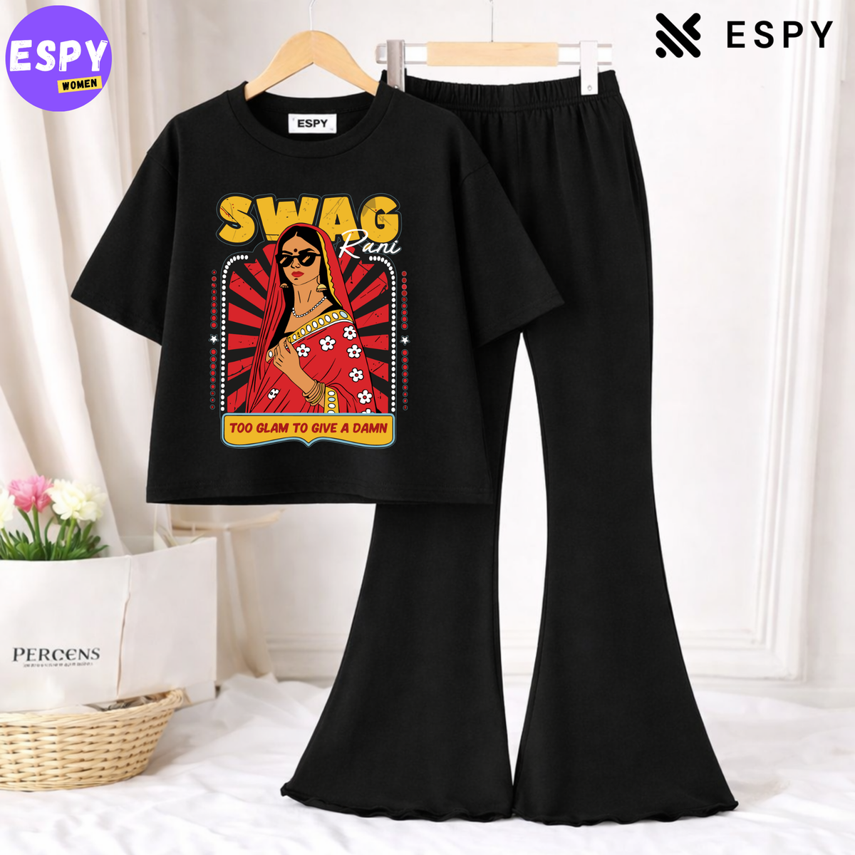 Trendy Women’s Co-Ord Set – Loose Fit Tee & Bootcut Pants