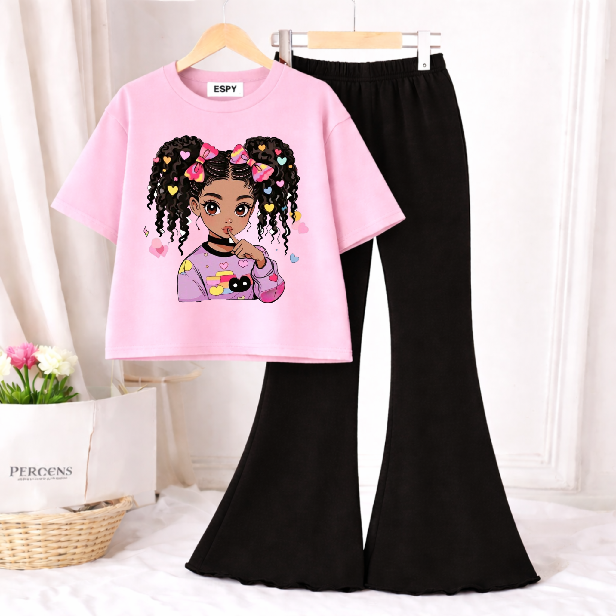 Trendy Women’s Co-Ord Set – Loose Fit Tee & Bootcut Pants