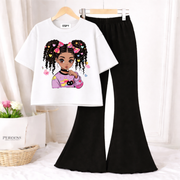 Trendy Women’s Co-Ord Set – Loose Fit Tee & Bootcut Pants