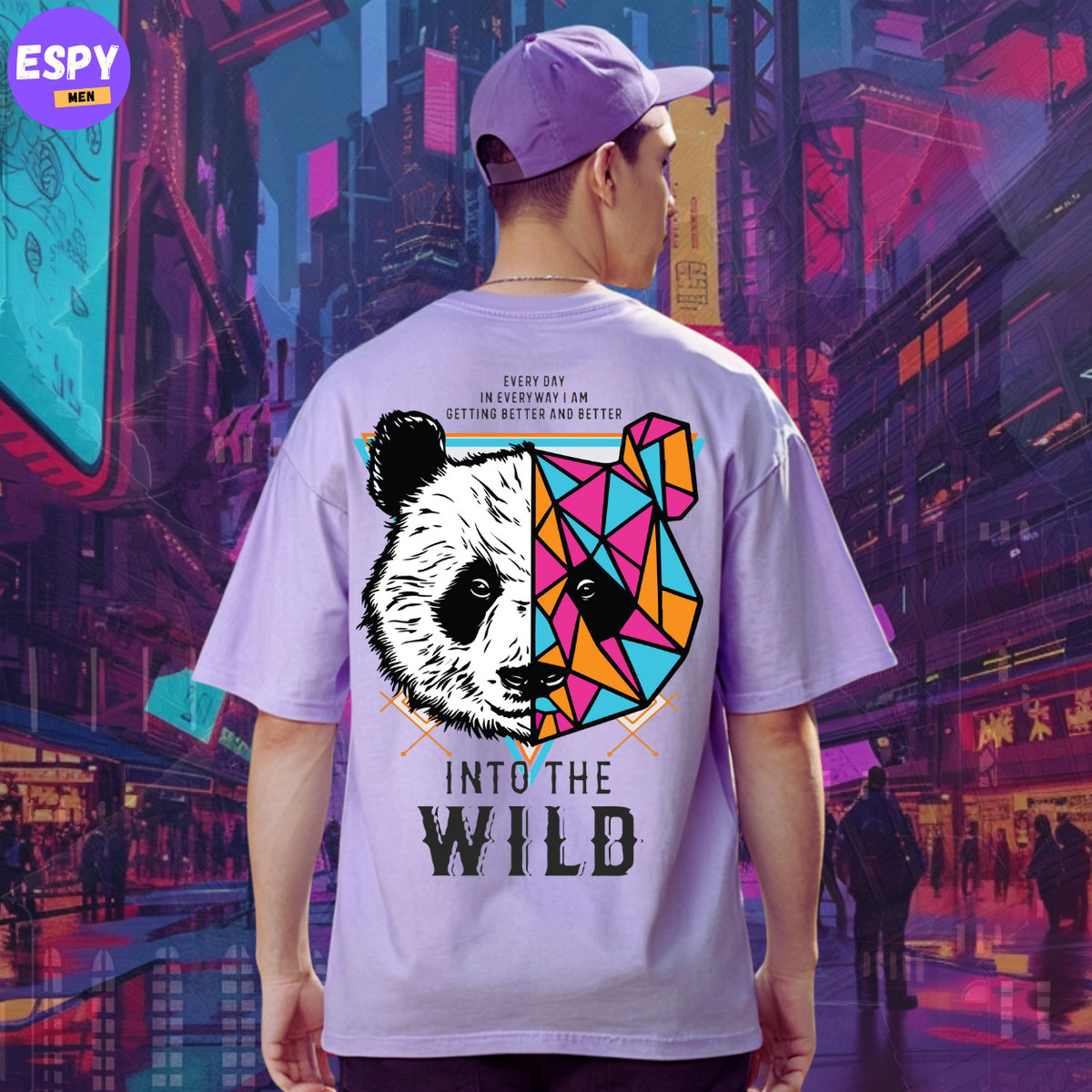 Buy Men's Lavender Graphic Printed Oversized T-shirt